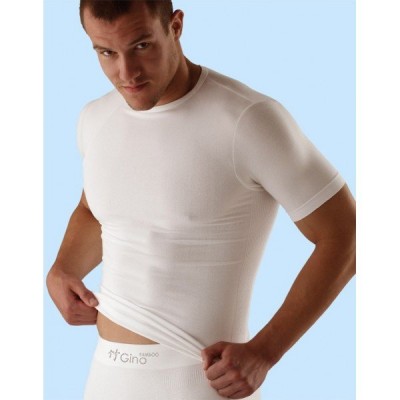 Pánské tričko s krátkým rukávem BAMBOO GINO 58003P bílé