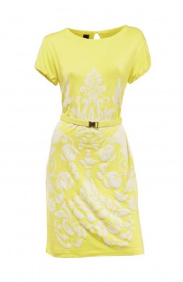 HEINE dámské letní šaty, šaty v barvě žluté se vzorem 