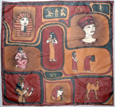 Hedvábný ručně malovaný šátek - Egypt 04 